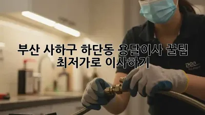 부산 사하구 하단동 용달이사 꿀팁: 최저가로 이사하기!